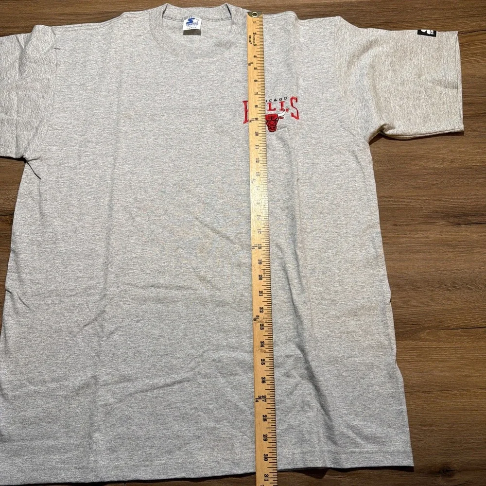 Vintage 90s Chicago Bulls Starter T-Shirt Gray Mens LARGE NBA USA Embroidered - Picture 8 of 12